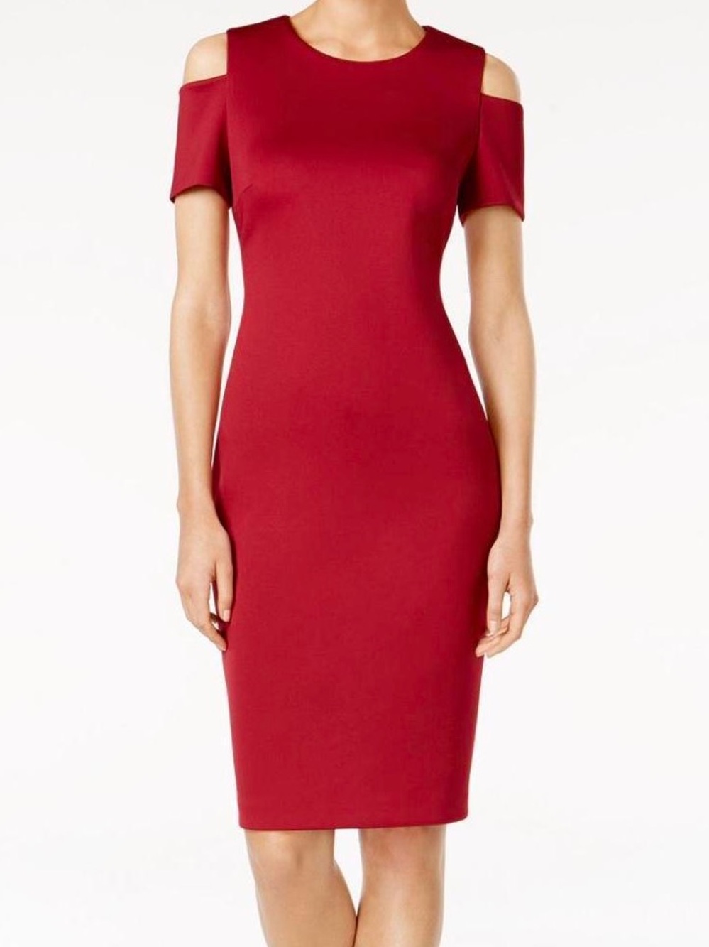 Calvin Klein cold shoulder midi sheath dress